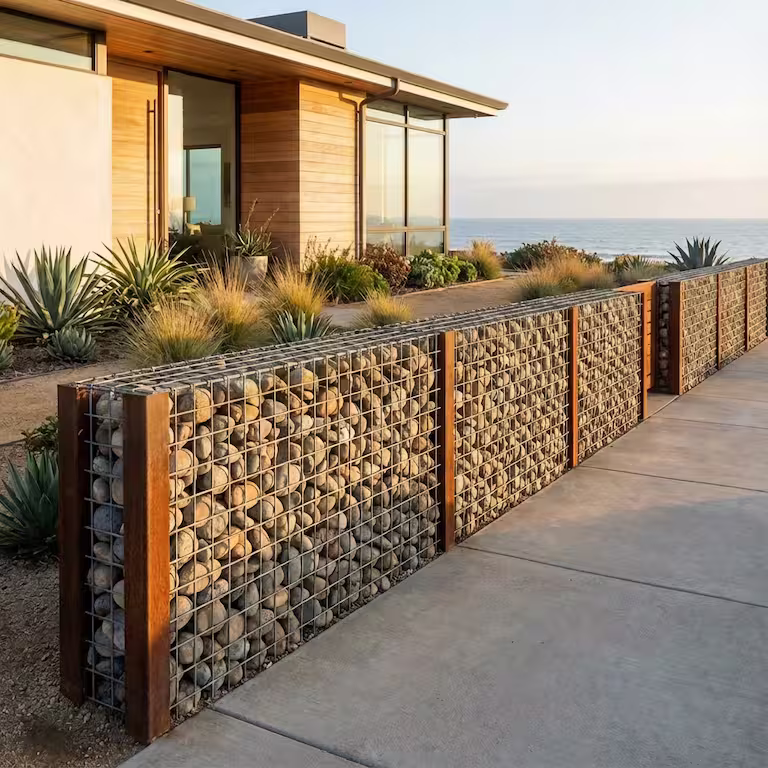 Gabion retaining wall in La Jolla